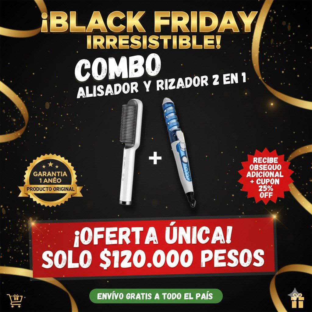 Cepillo plancha 2 en 1 + Pinza rizadora